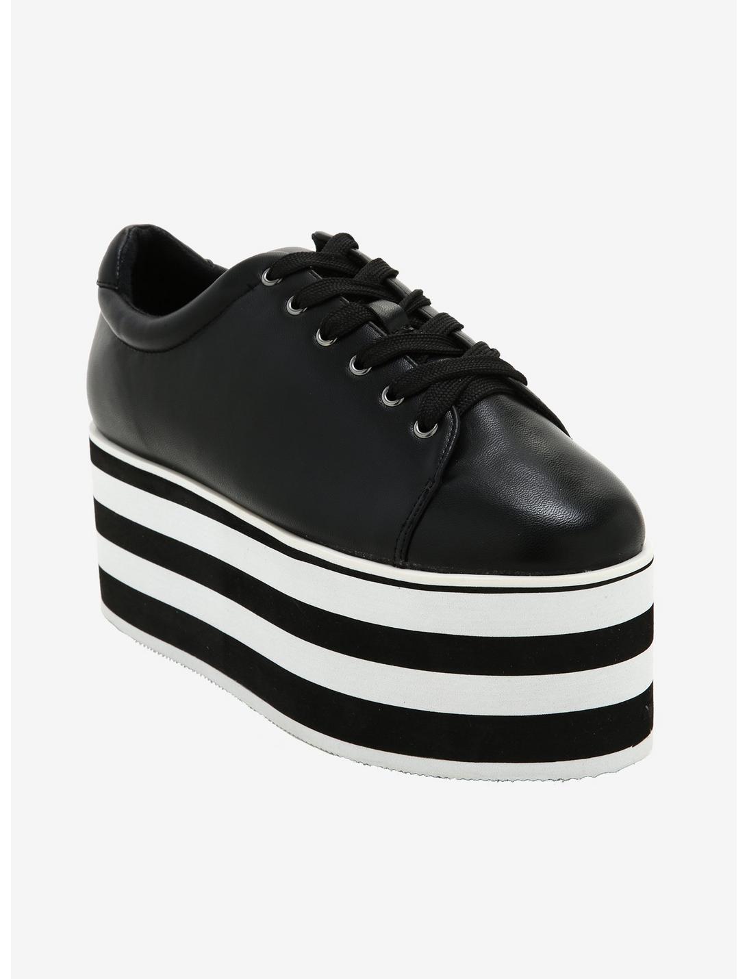Black With Striped Sole Platform Sneakers | Hot Topic