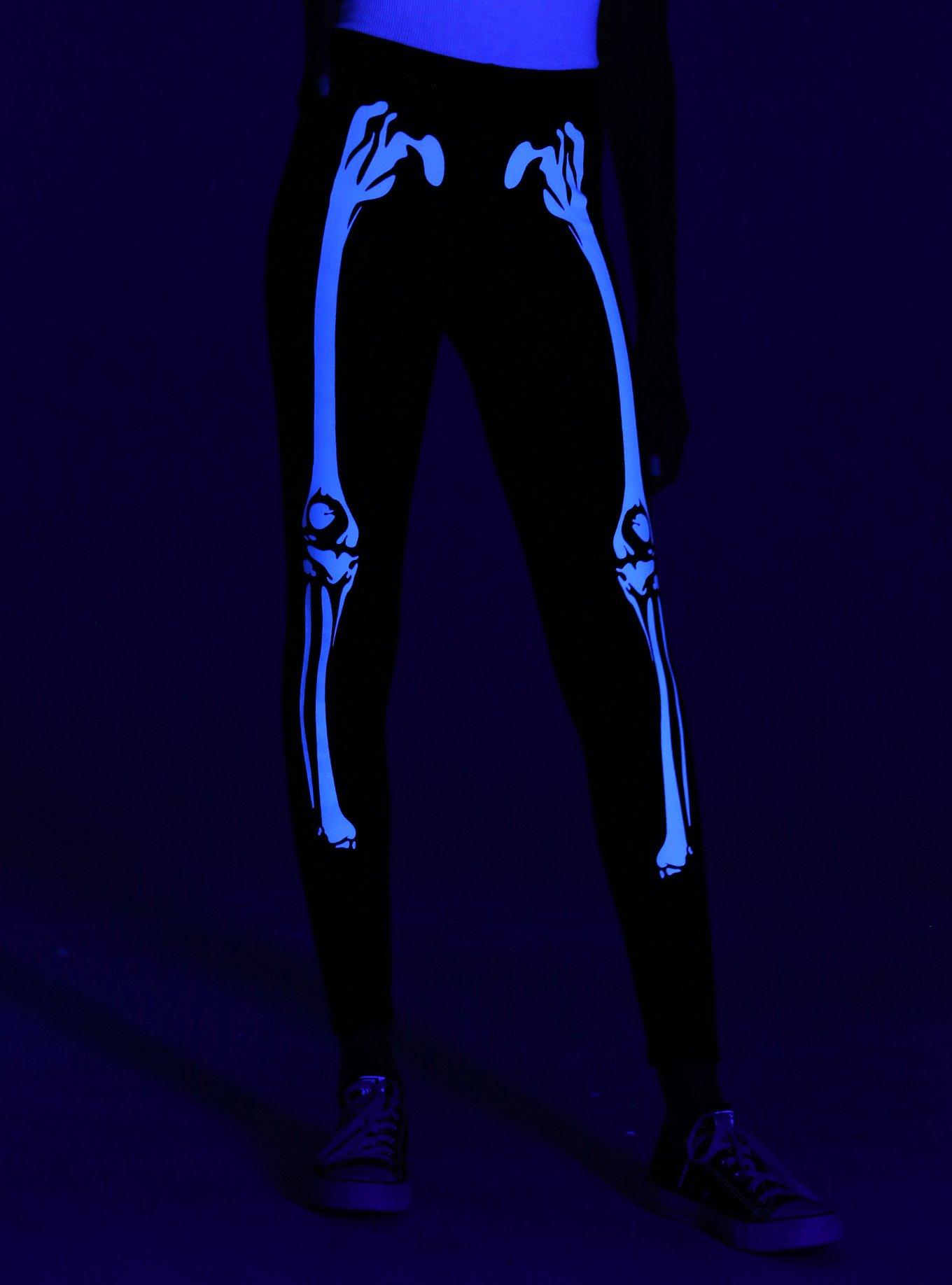 Skeleton Glow-In-The-Dark Leggings, Hot Topic