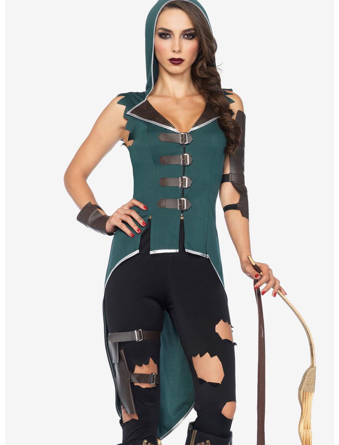 Rebel Robin Hood Costume, BLACK  GREEN, hi-res