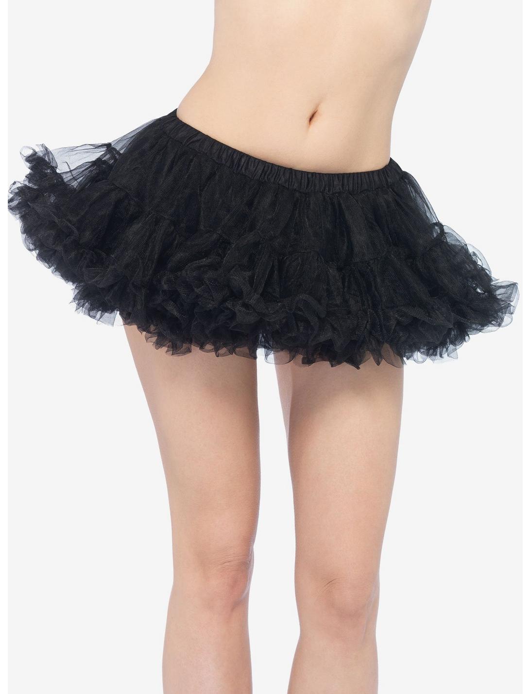 Black Puffy Chiffon Mini Petticoat, , hi-res