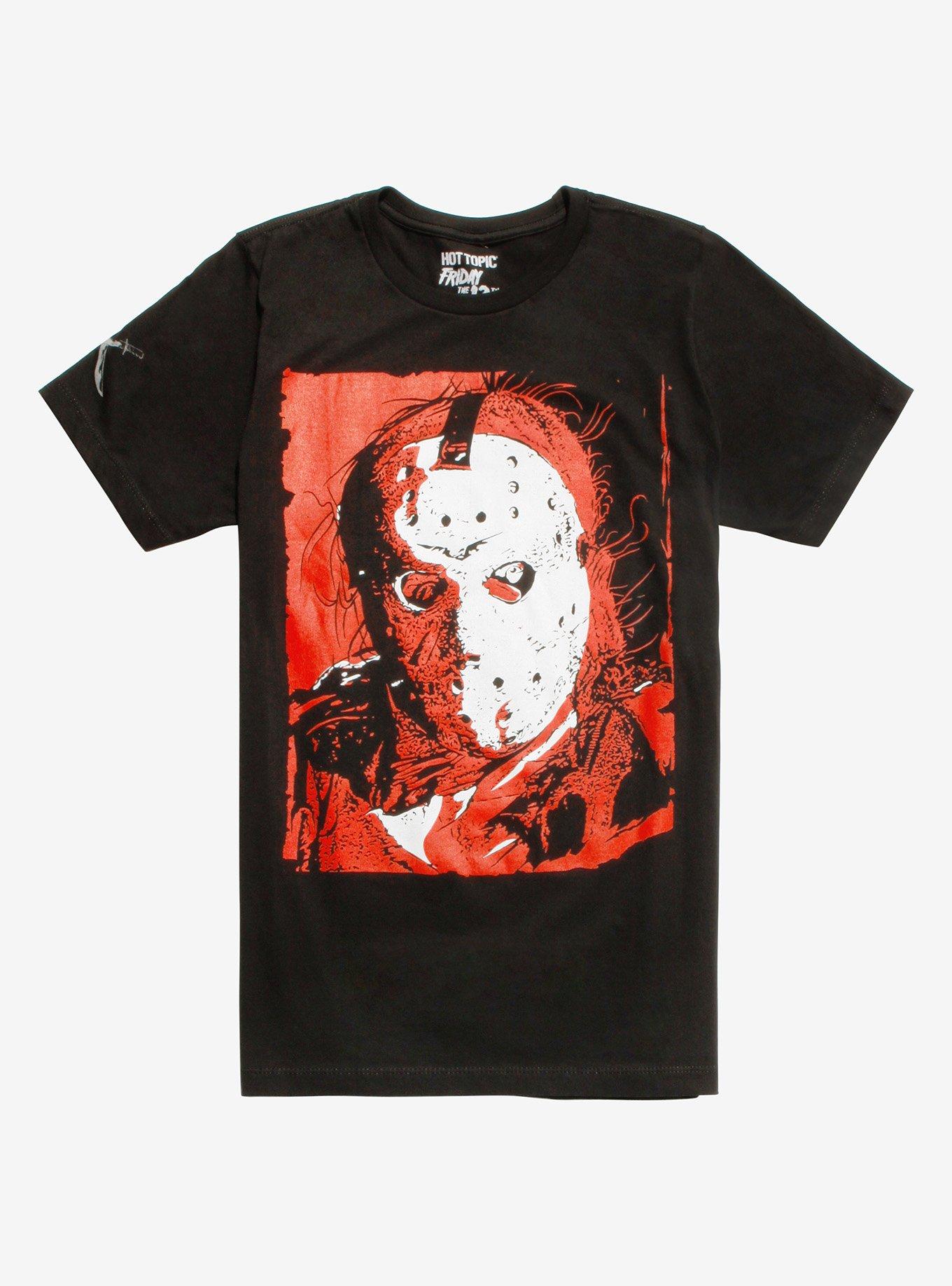 Friday The 13th Red & White Jason T-Shirt, RED, hi-res