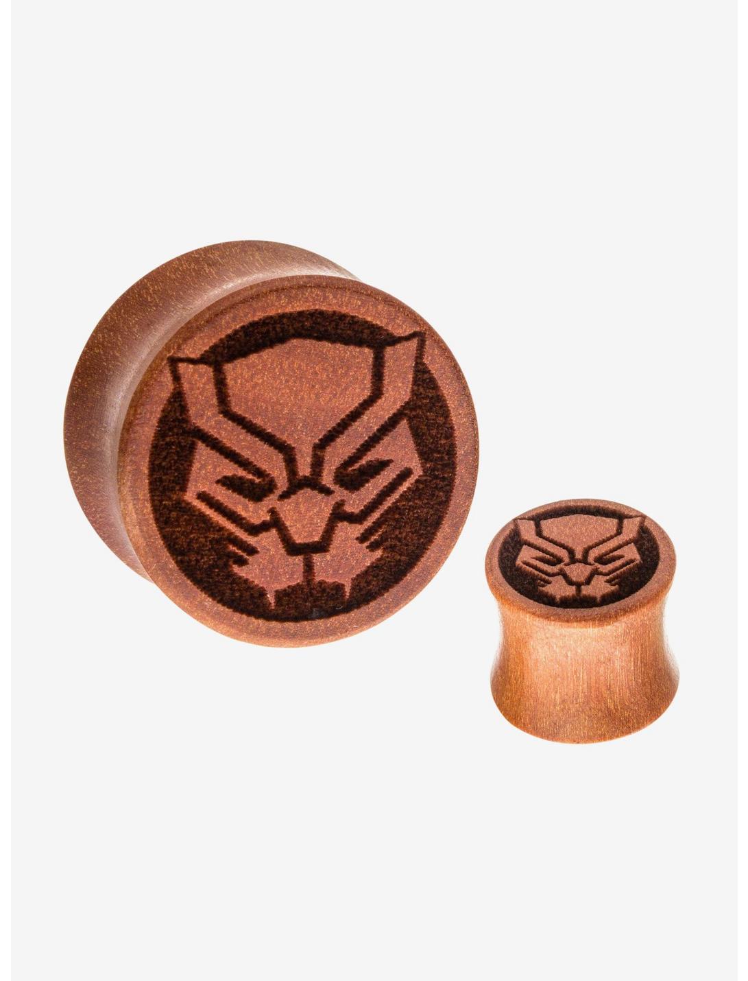 Marvel Black Panther Double Flare Sawo Wood Plugs, BROWN, hi-res