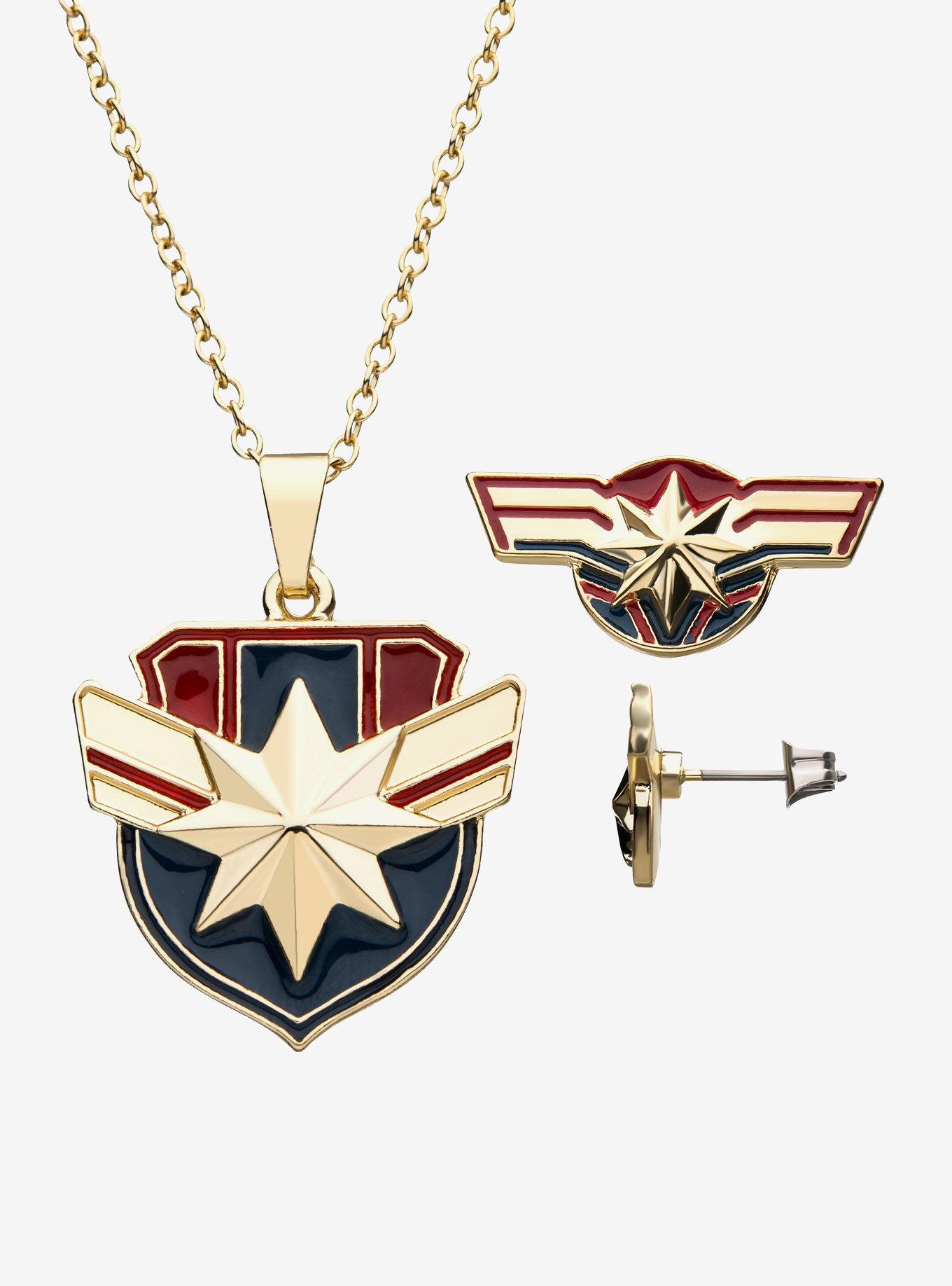 Marvel Captain Marvel Stud Earrings and Pendant Set, , hi-res