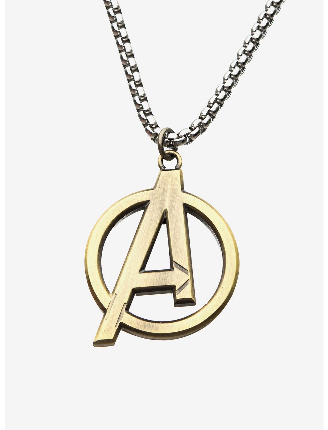 Marvel Gold Plated Avengers Logo Necklace, , hi-res