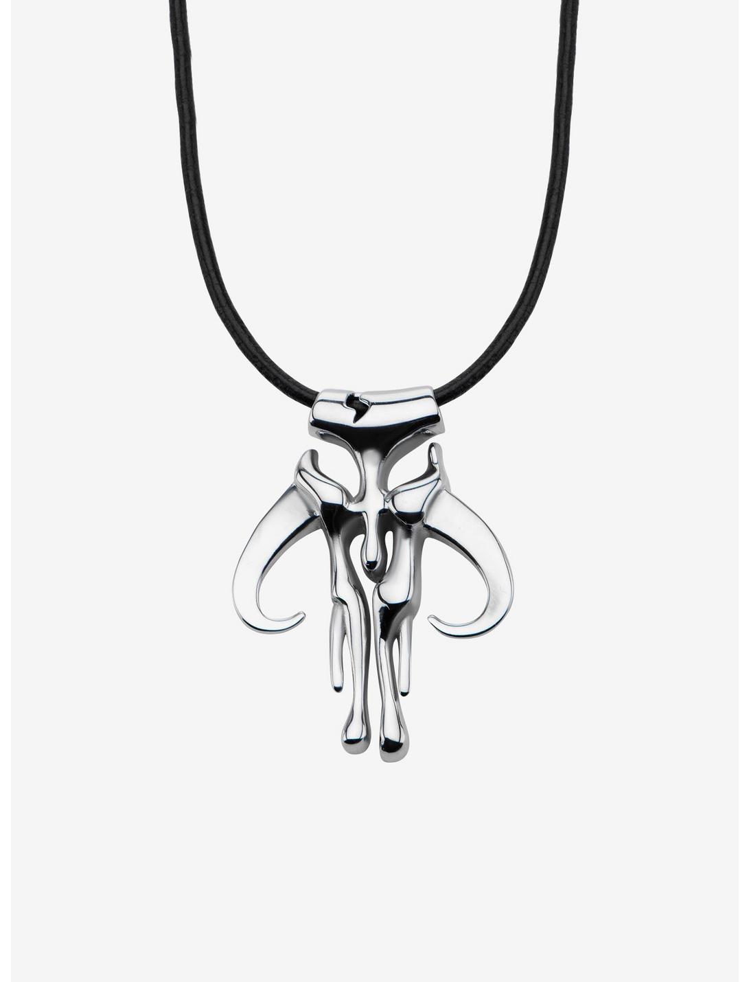 Star Wars Mandalorian Symbol Pendant With Leather Cord Necklace, , hi-res