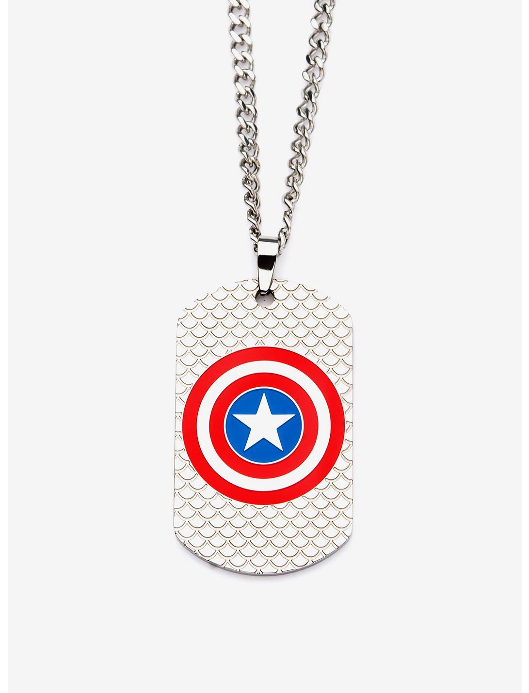 Marvel Stainless Steel Captain America Logo Dog Tag Pendant, , hi-res