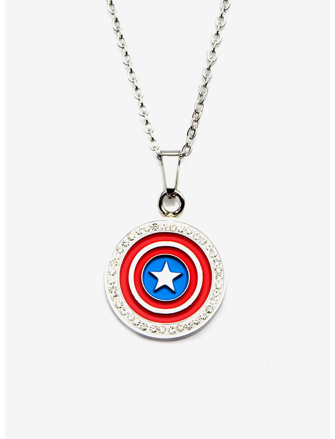 Marvel Stainless Steel Captain America Shield Pendant, , hi-res
