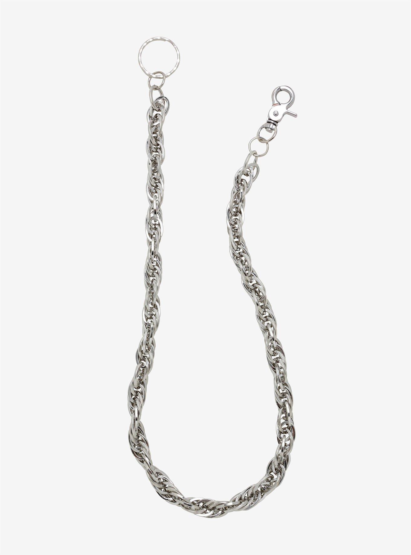 Silver Twisted 24 Inch Wallet Chain, , hi-res