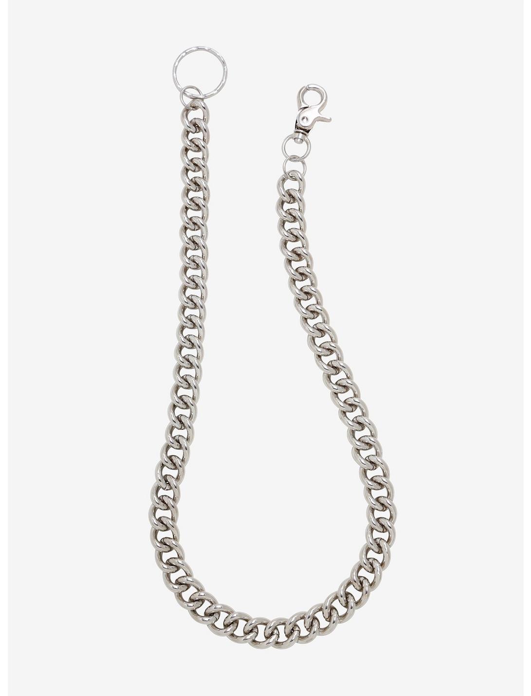 Silver Curb 24 Inch Wallet Chain, , hi-res