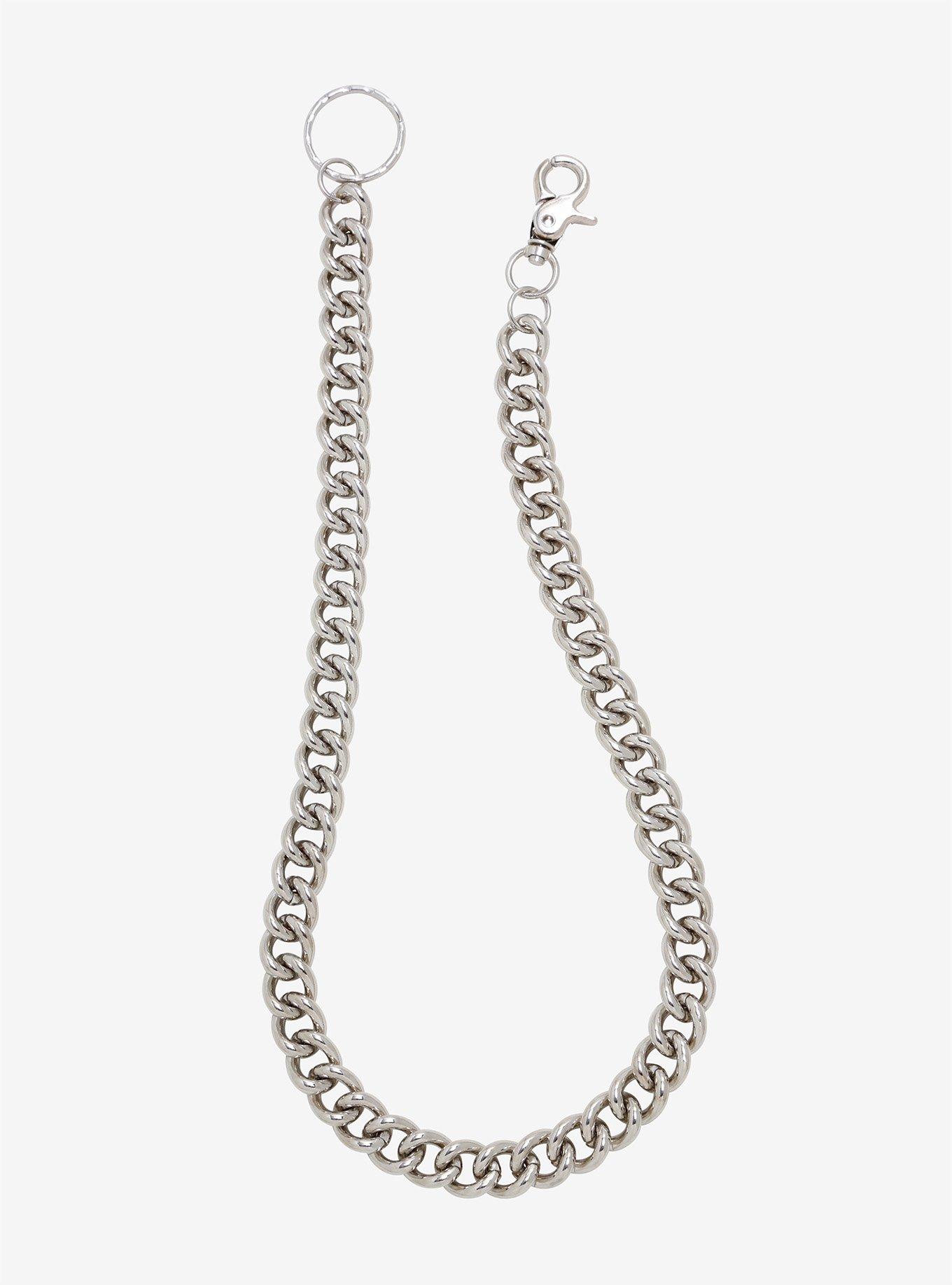 Silver Curb 24 Inch Wallet Chain, , hi-res