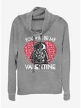 Star Wars You Will Be My Valentine Cowlneck Long-Sleeve Womens Top, GRAY HTR, hi-res