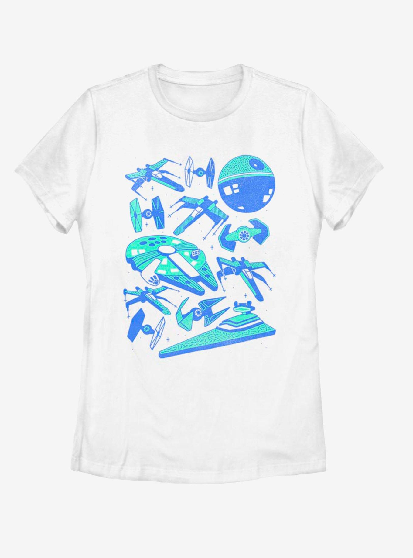 Star Wars Blue Ships Womens T-Shirt, WHITE, hi-res