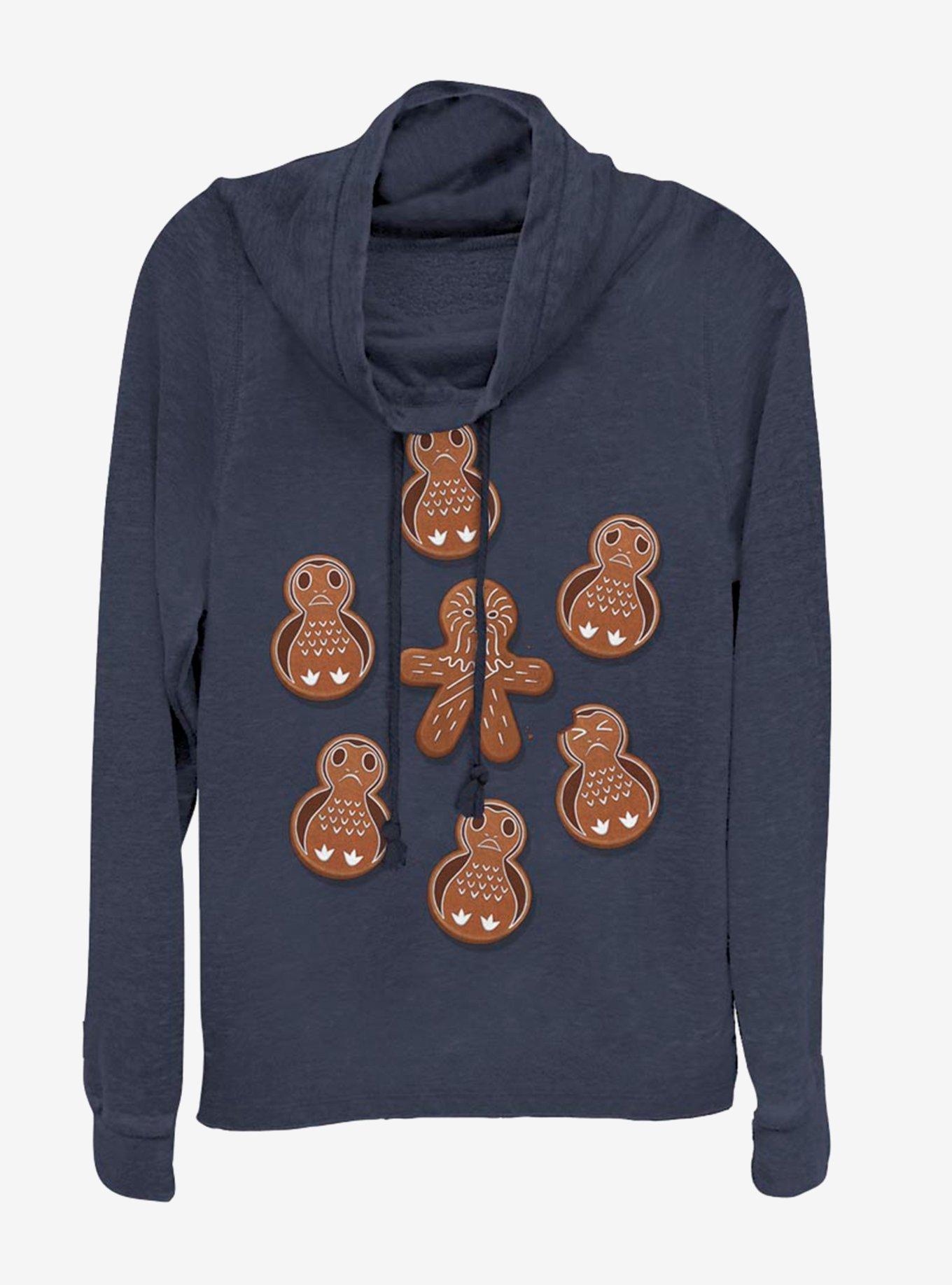 Star Wars Episode VIII The Last Jedi Porg Chewie Holiday Cookies Cowlneck Long-Sleeve Womens Top, , hi-res