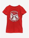 Star Wars: The Last Jedi Squeaking Through the Snow Youth Girls T-Shirt, RED, hi-res
