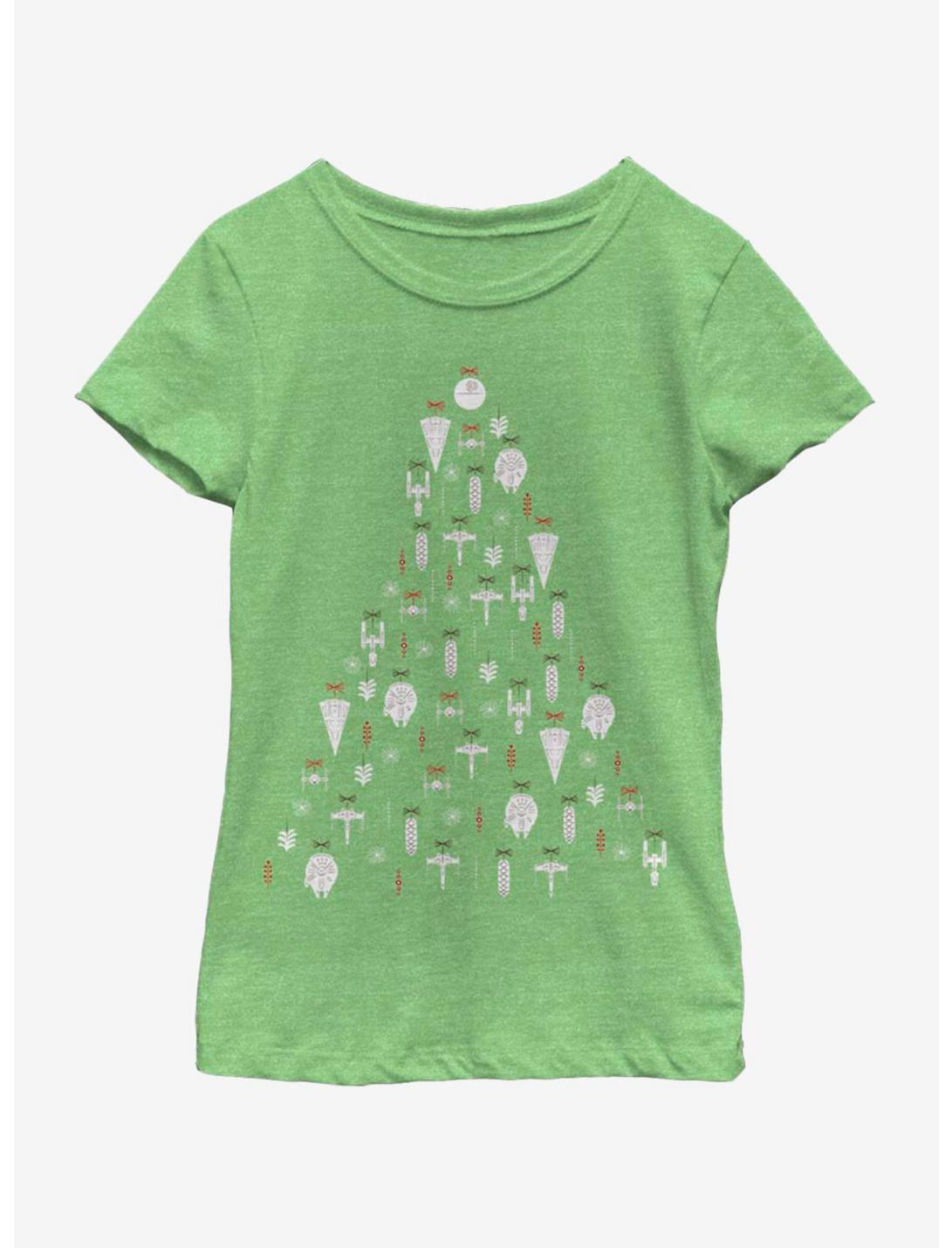 Star Wars Ornament Tree Youth Girls T-Shirt, GRN APPLE, hi-res