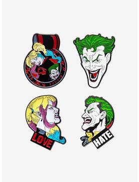 DC Comics Joker and Harley Quinn Face Enamel Pin Set, , hi-res