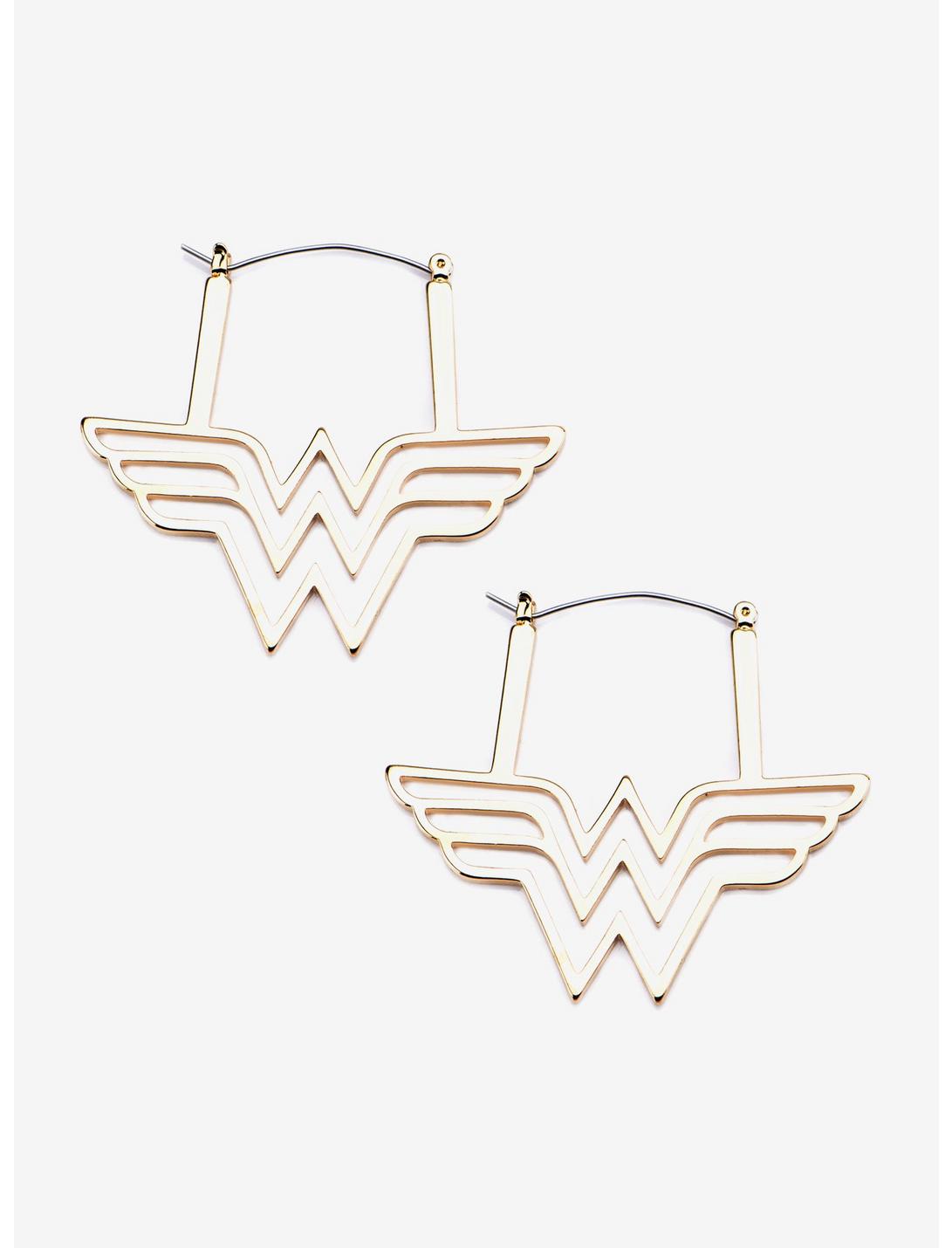 DC Comics Wonder Womanwith Steel Plug Hoop Earrings, , hi-res