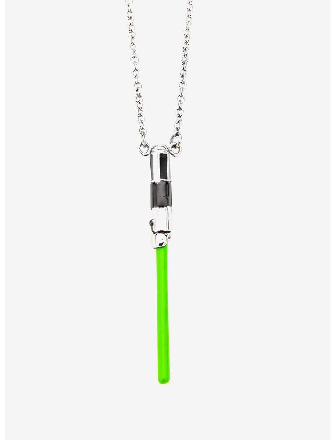 Star Wars Jewelry Yoda Lightsaber Stainless Steel Pendant Necklace, , hi-res