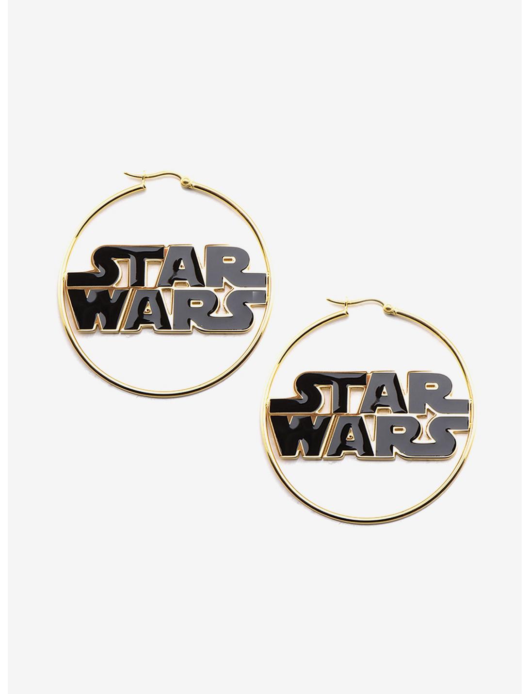Star Wars Logo Gold IP Hoop Earrings, , hi-res