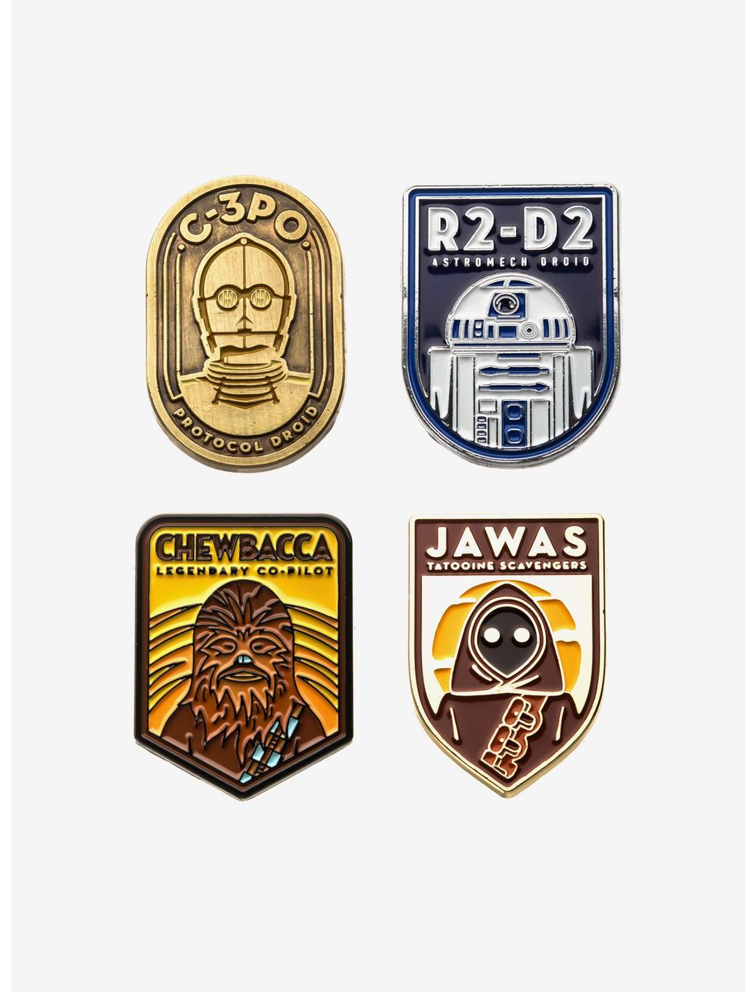 Star Wars R2-D2, C-3PO, Chewbacca and Jawas Base Metal Pin Set, , hi-res