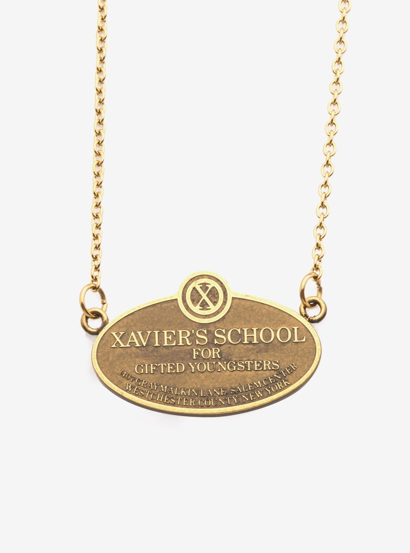 Marvel X-men Xavier's School Plaque Charm Necklace, , hi-res