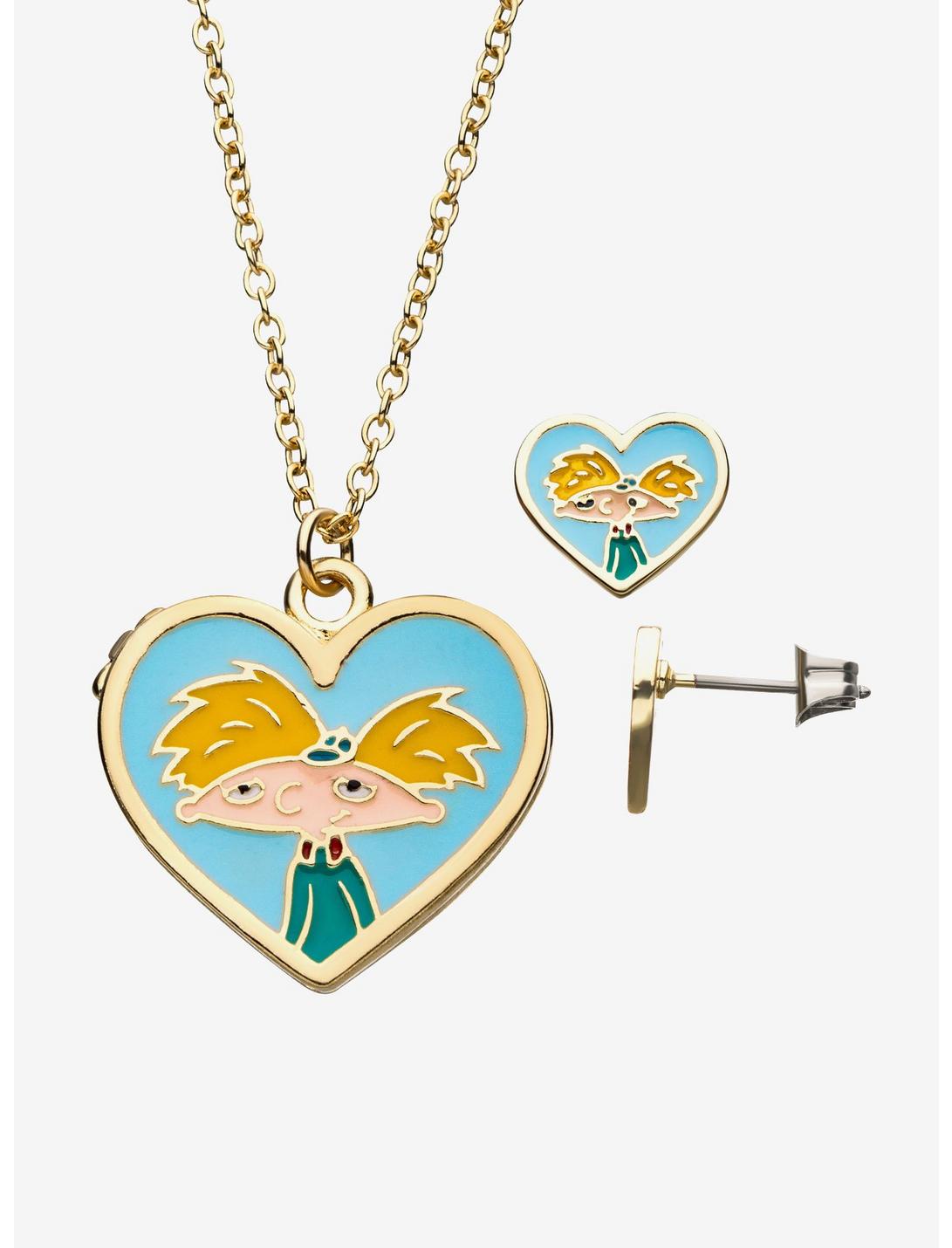 Hey Arnold! Heart Locket Necklace & Earring Set, , hi-res