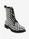Black & White Checkered Combat Boots, MULTI, hi-res