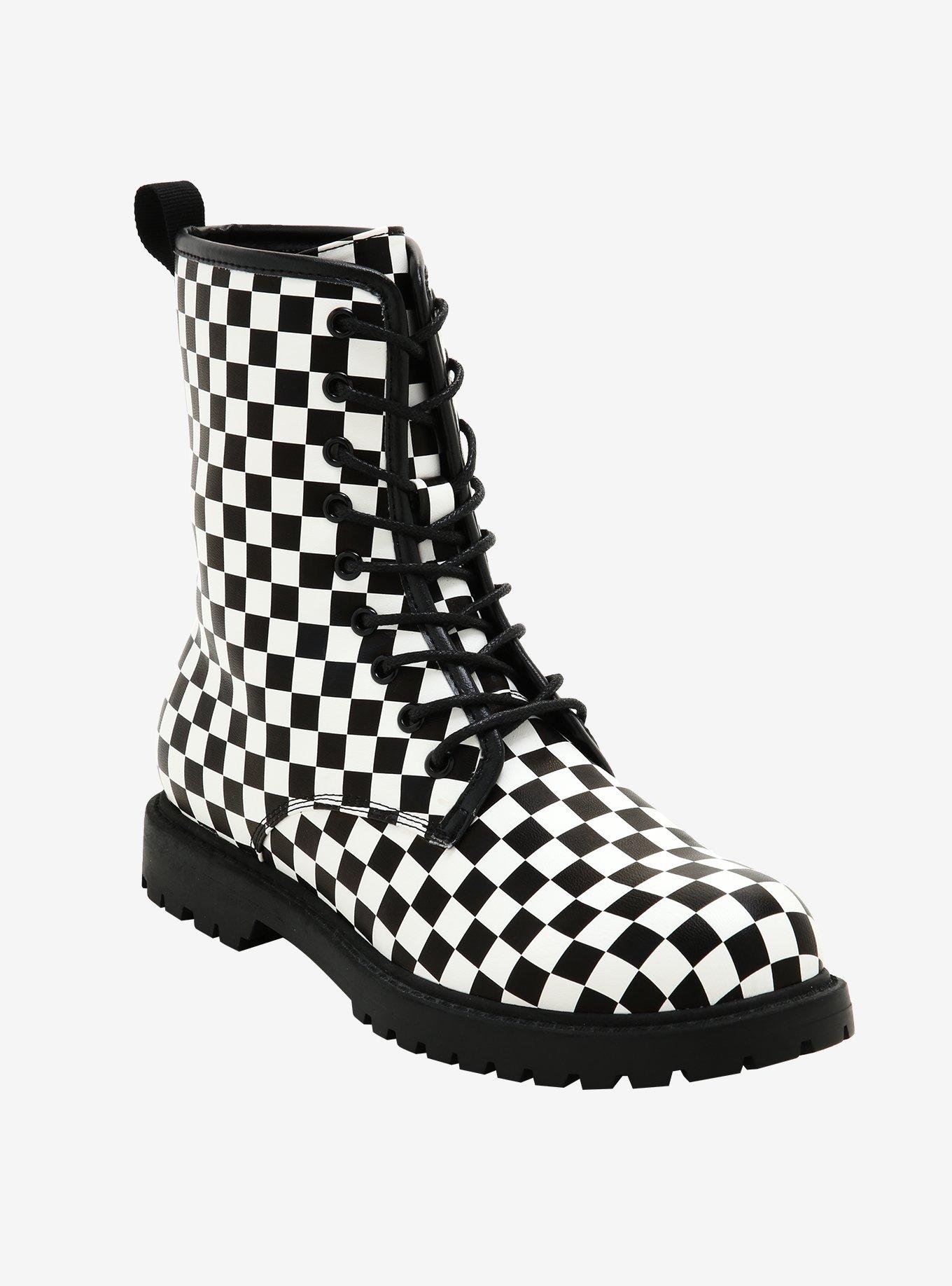 Checkered boots store