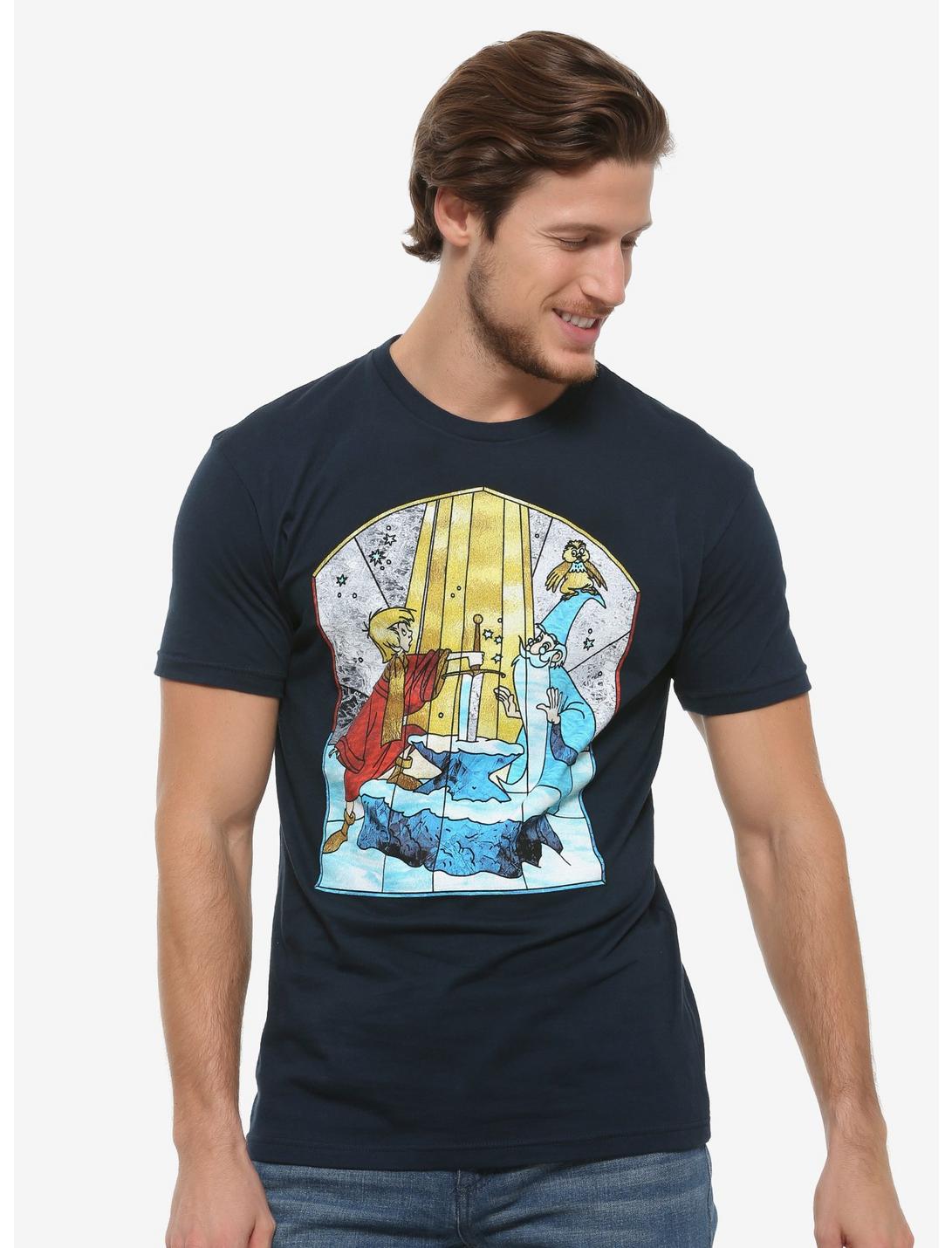 Disney The Sword in the Stone Stained Glass T-Shirt - BoxLunch Exclusive, BLUE, hi-res