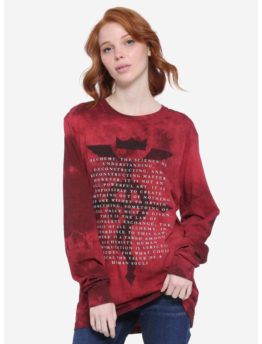 Fullmetal Alchemist Flamel Symbol Red Tie-Dye Girls Long-Sleeve T-Shirt, WHITE, hi-res