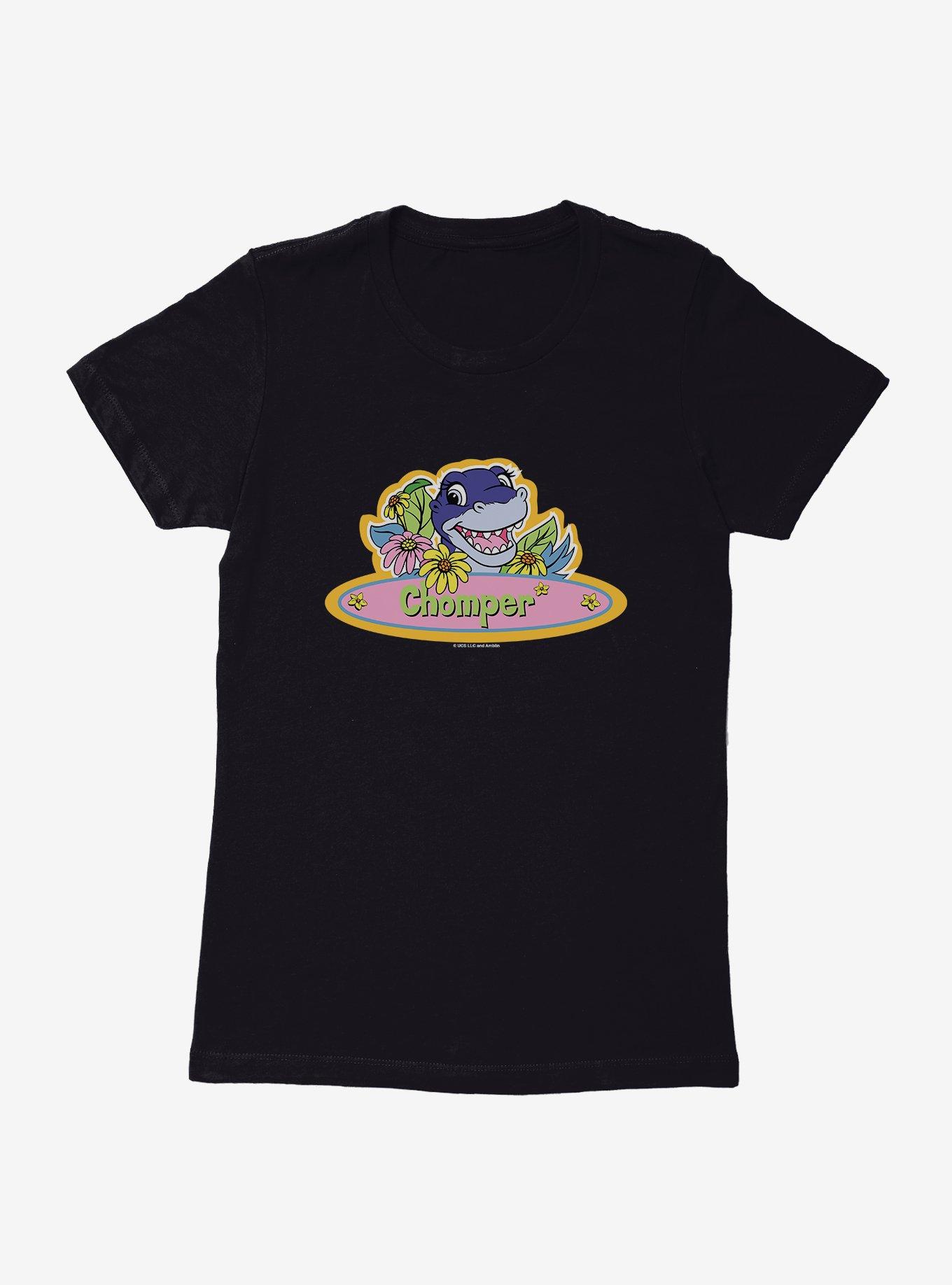 The Land Before Time Chomper Name Sign Womens T-Shirt, BLACK, hi-res