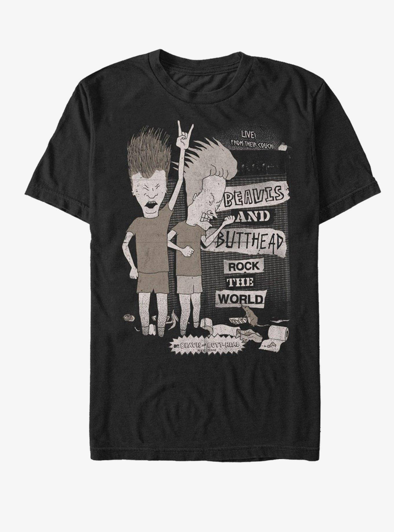 Beavis And Butthead Stack Rockers T-Shirt, BLACK, hi-res