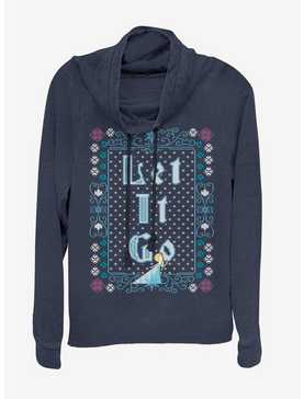 Disney Frozen Let It Go Ugly Sweater Cowl Neck Long-Sleeve Girls Top, , hi-res