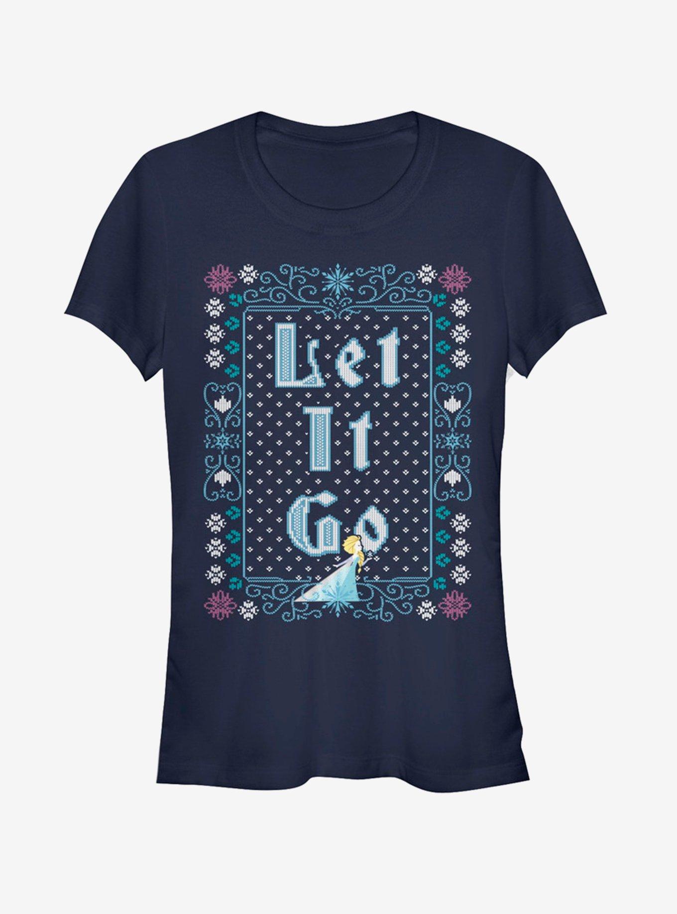 Disney Frozen Let It Go Ugly Sweater Girls T-Shirt, NAVY, hi-res