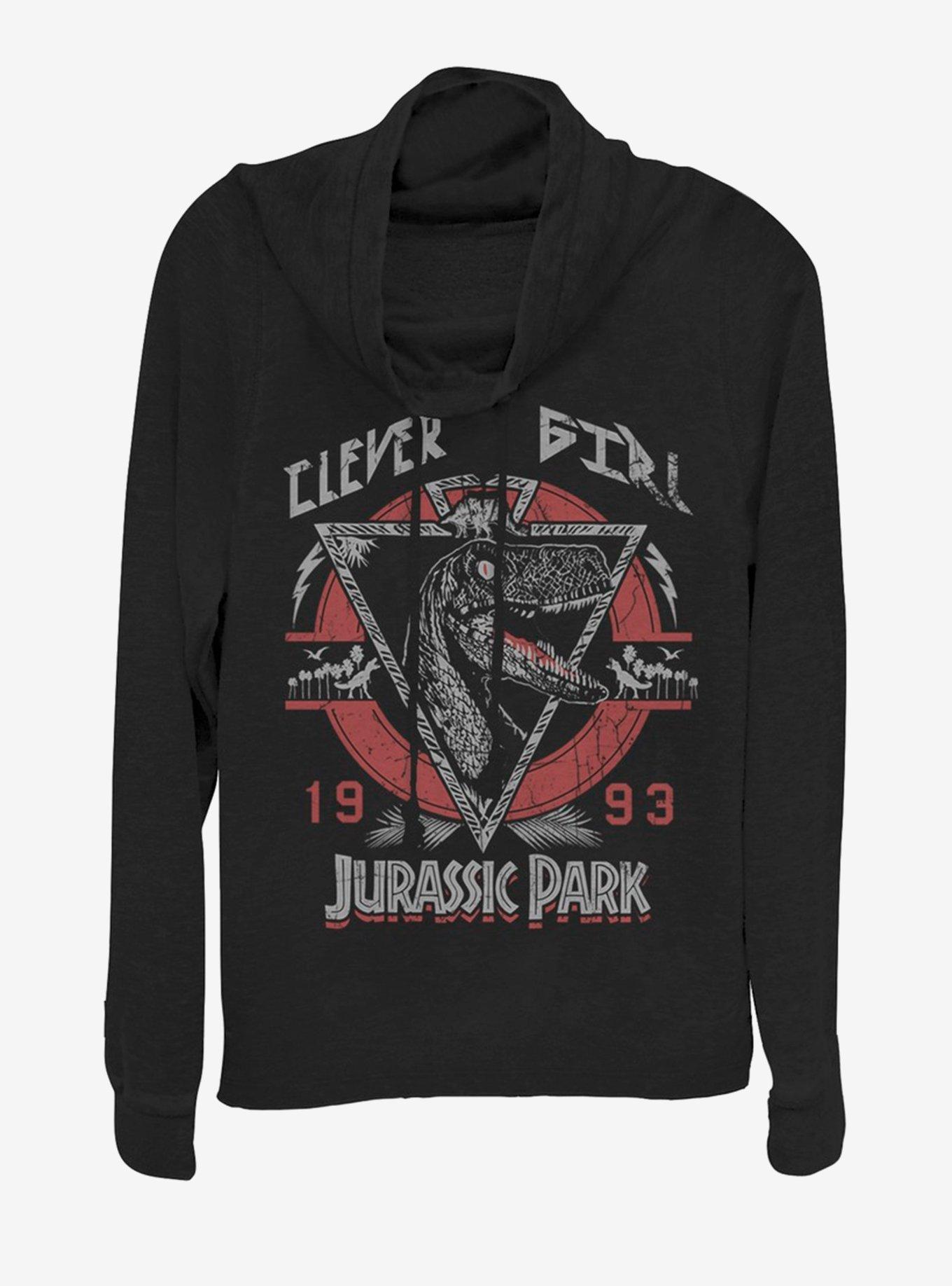 Jurassic Park Clever Rock Cowl Neck Long-Sleeve Girls Top, BLACK, hi-res