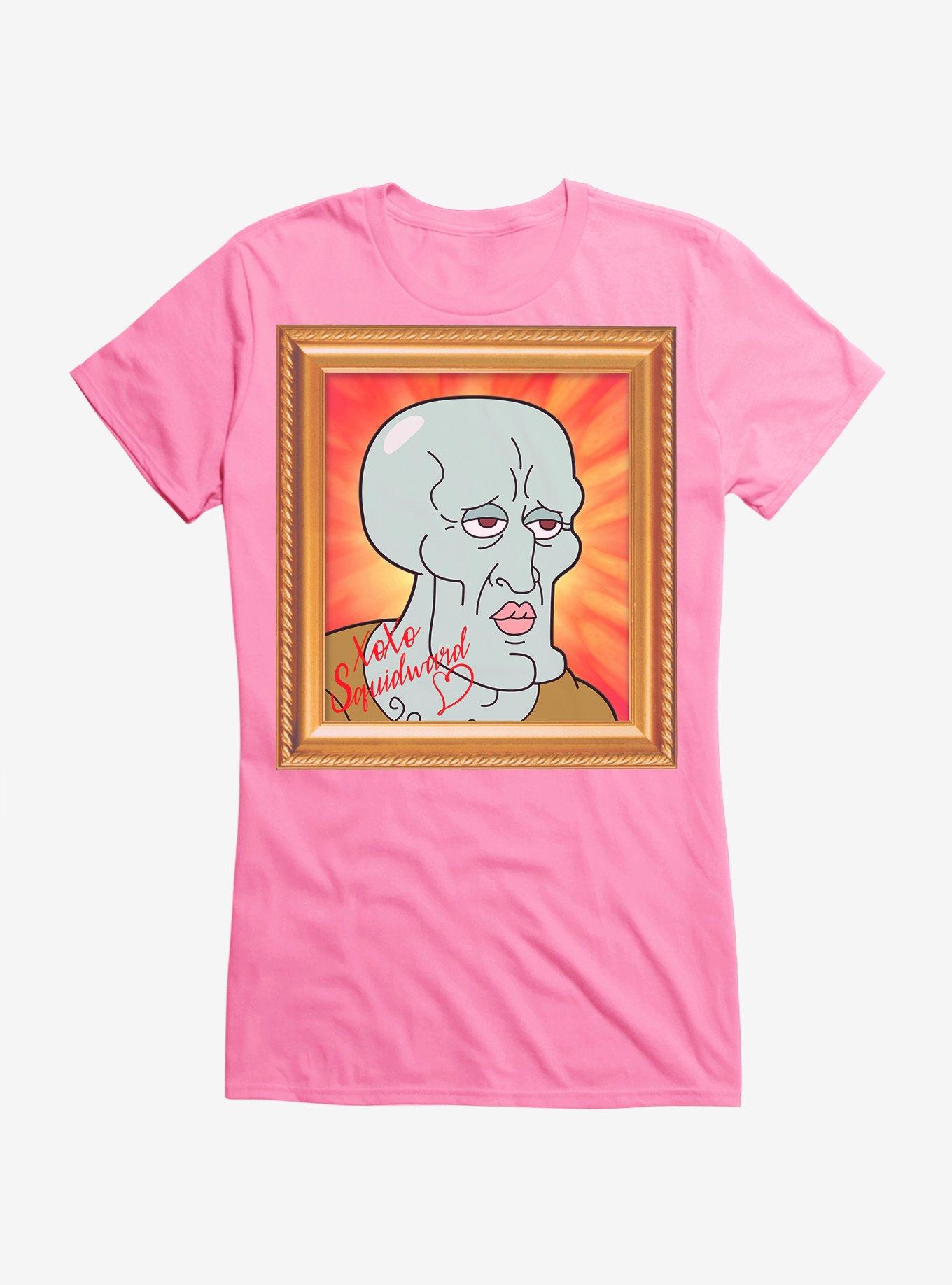 Spongebob Handsome Squidward Autograph Girls T-Shirt, CHARITY PINK, hi-res