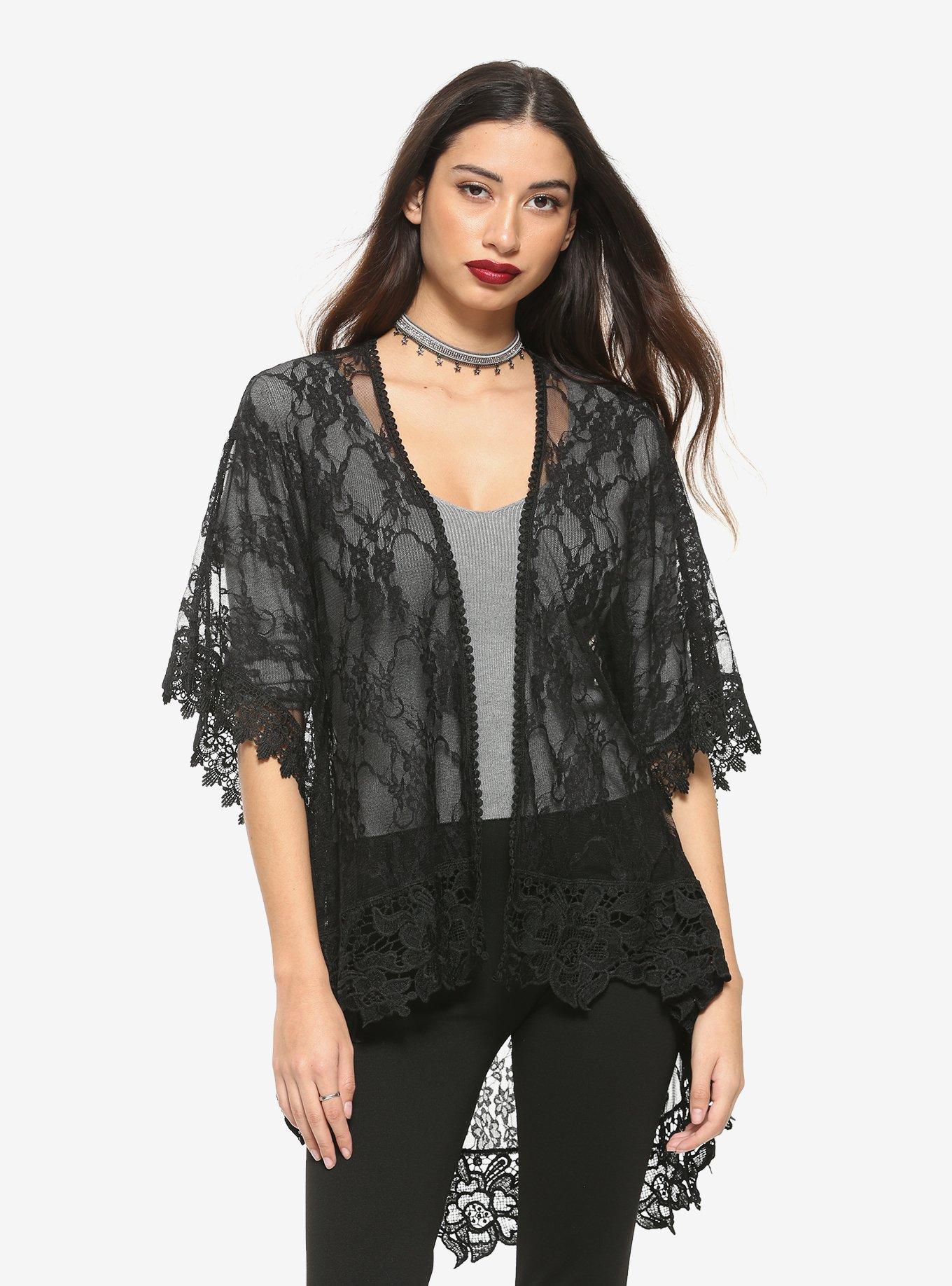 Black Lace Hi-Low Kimono | Hot Topic