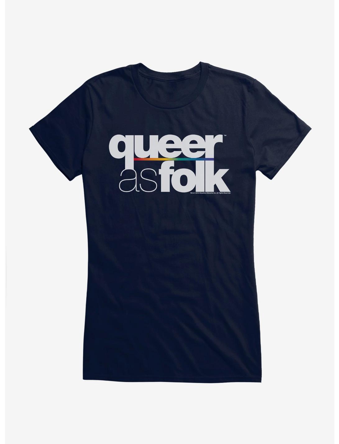 Queer As Folk Bold Classic Logo Girls T-Shirt, NAVY, hi-res