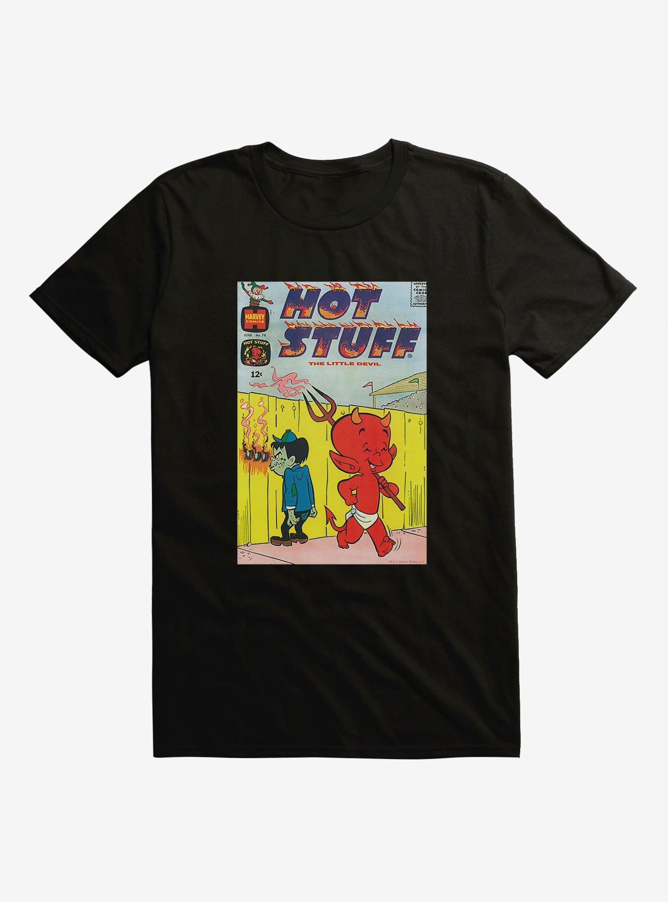 Hot Stuff The Little Devil Ball Game Comic Cover T-Shirt, BLACK, hi-res