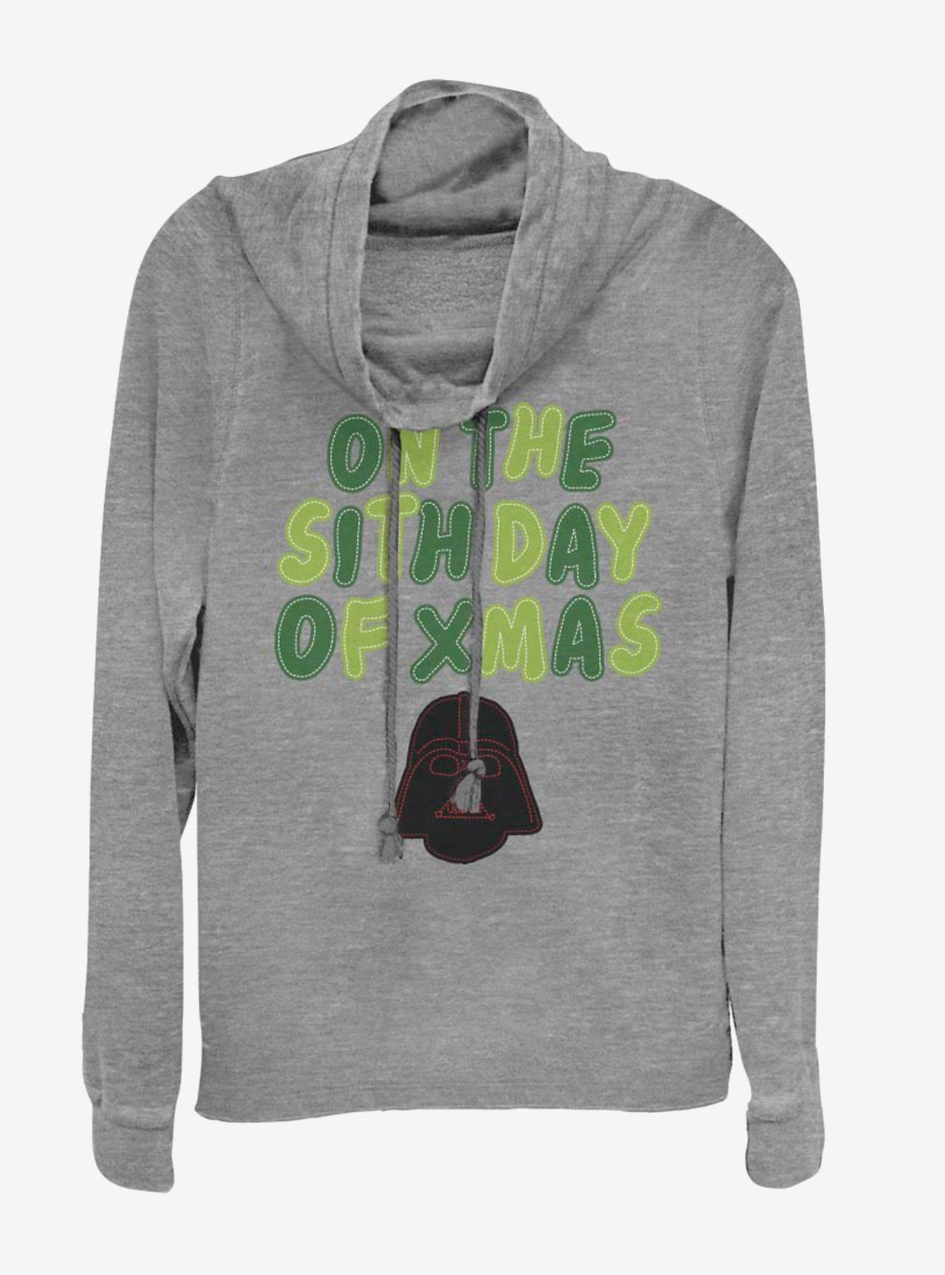 Star Wars Sith Day Cowlneck Long-Sleeve Womens Top, GRAY HTR, hi-res
