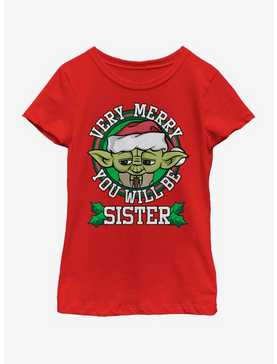 Star Wars Merry Yoda Sister Youth Girls T-Shirt, , hi-res