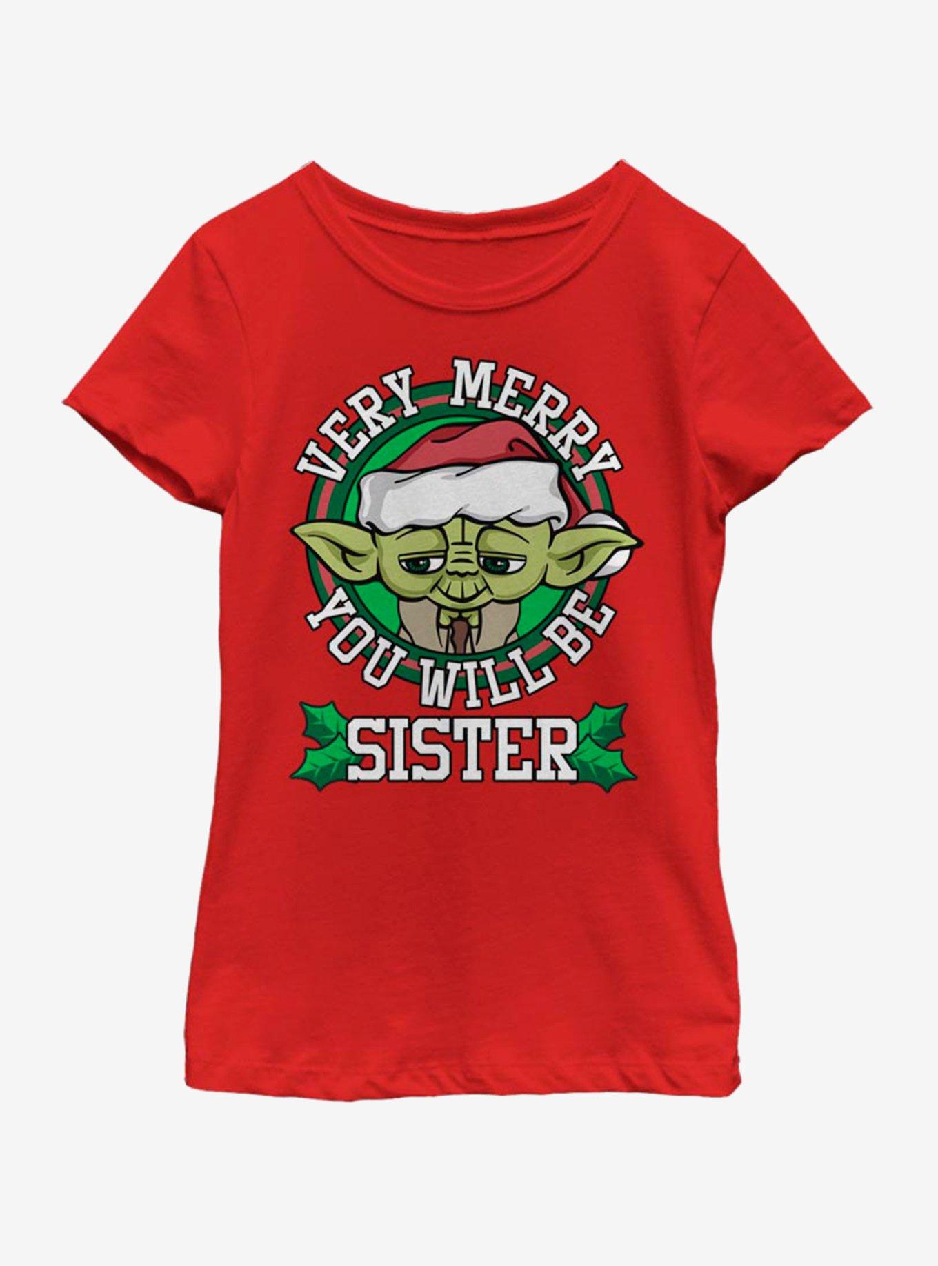 Star Wars Merry Yoda Sister Youth Girls T-Shirt, , hi-res