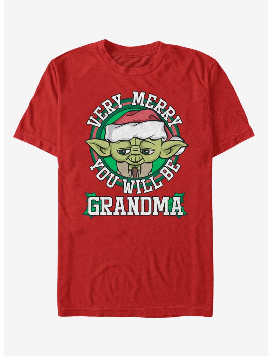 Star Wars Merry Yoda Grandma T-Shirt, RED, hi-res