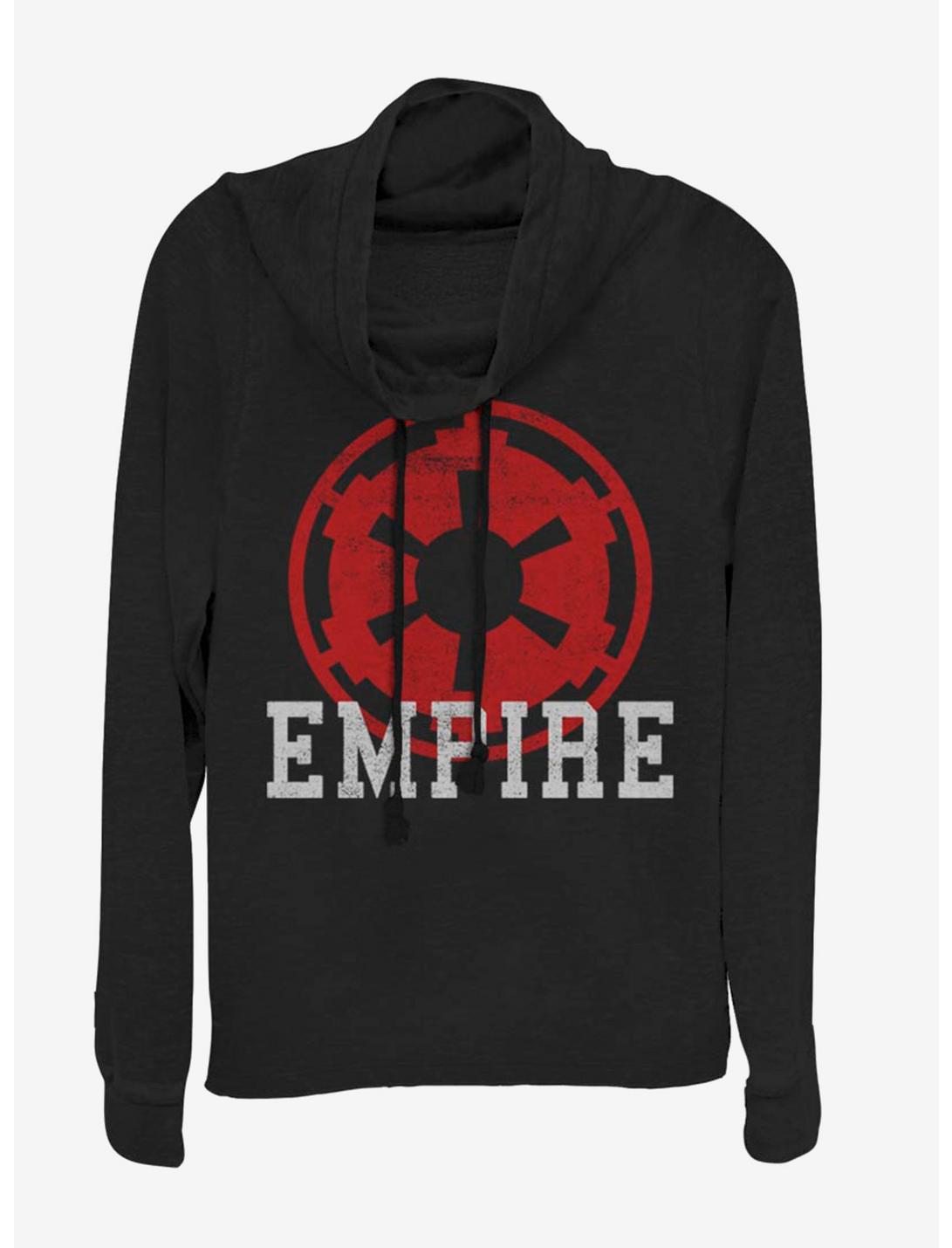 Star Wars Empire Text Icon Cowlneck Long-Sleeve Womens Top, BLACK, hi-res