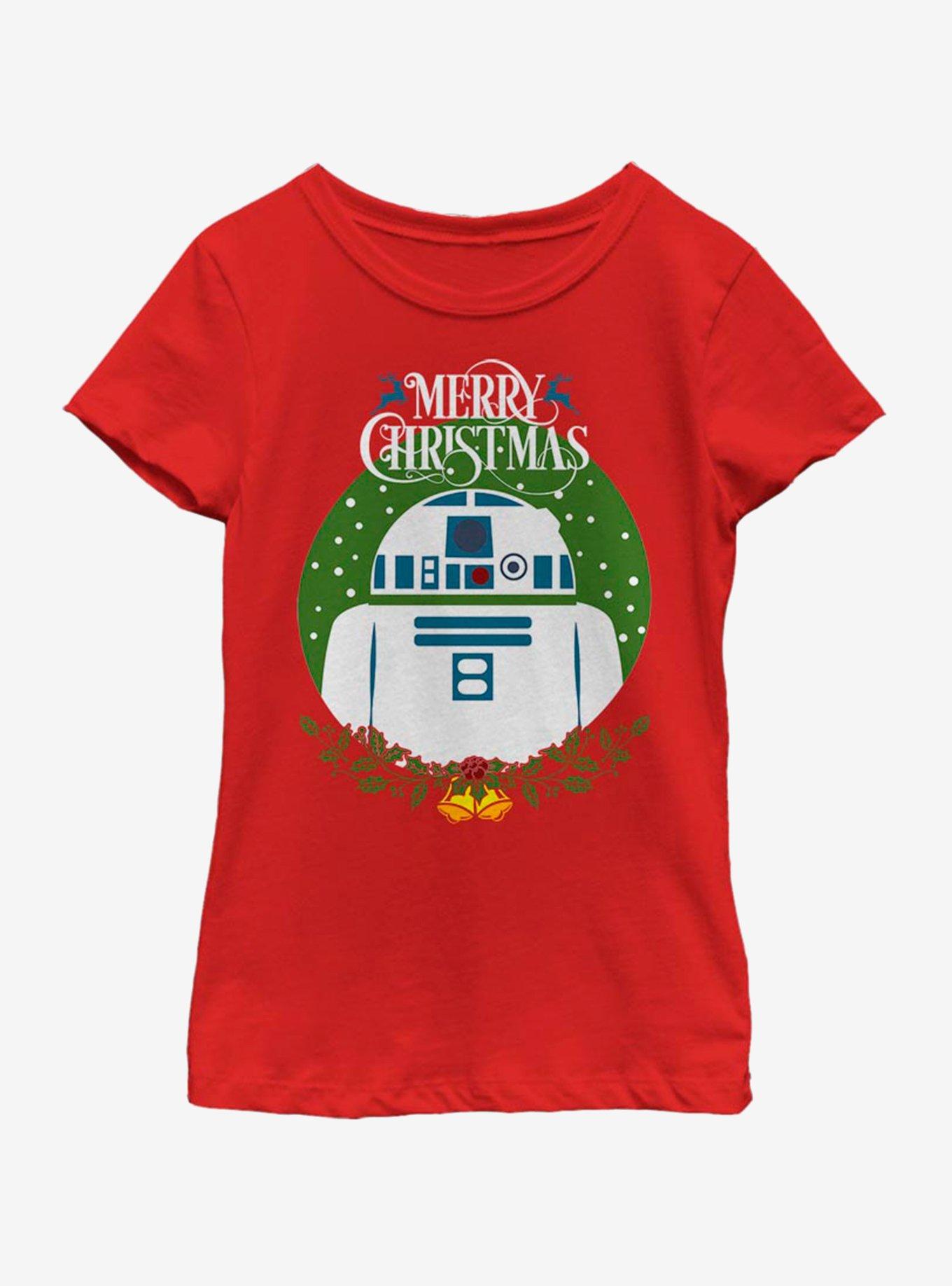 Star Wars R2 Wreath Youth Girls T-Shirt, RED, hi-res