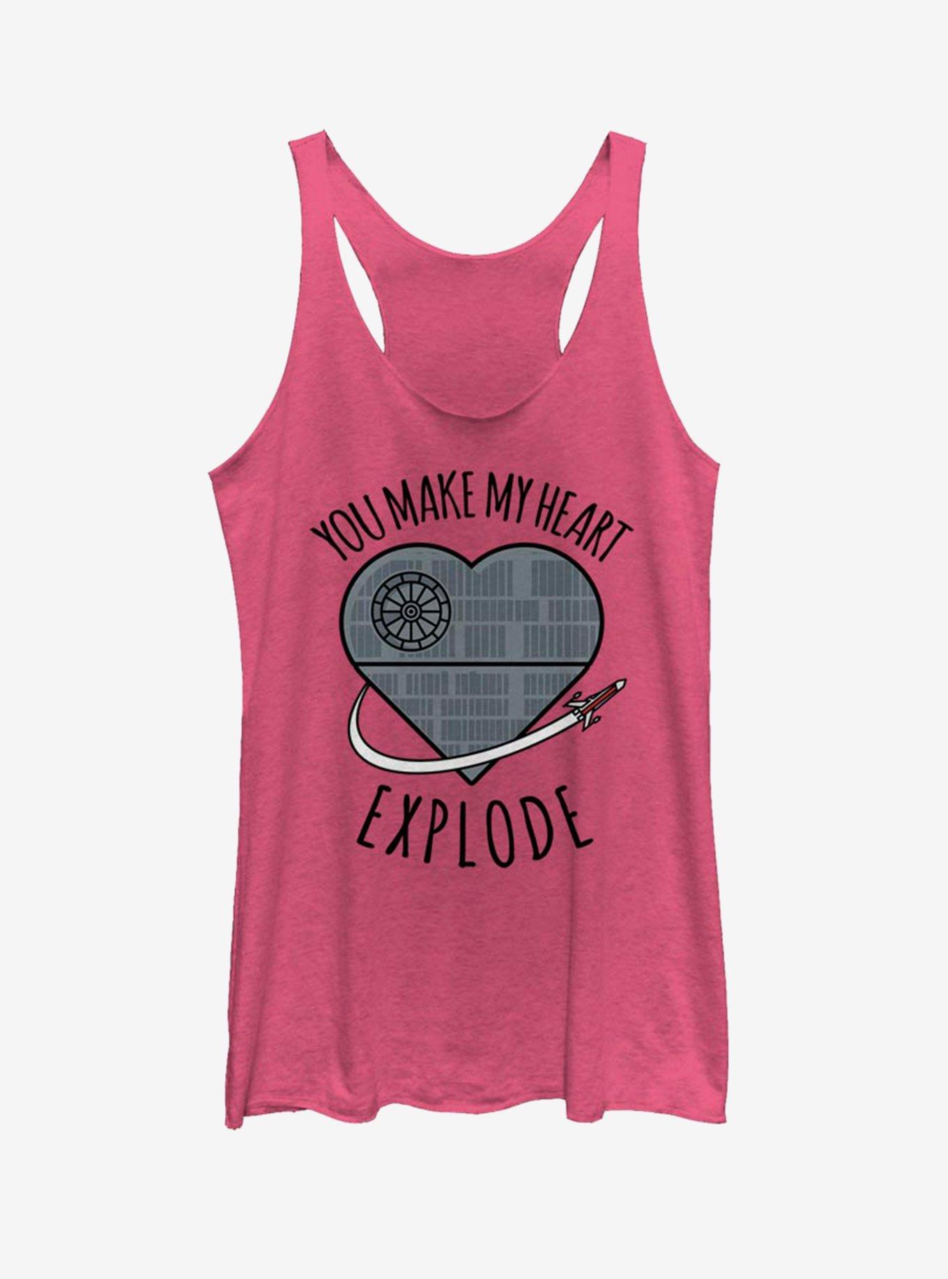 Star Wars Heart Explode Death Star Womens Tank Top, , hi-res