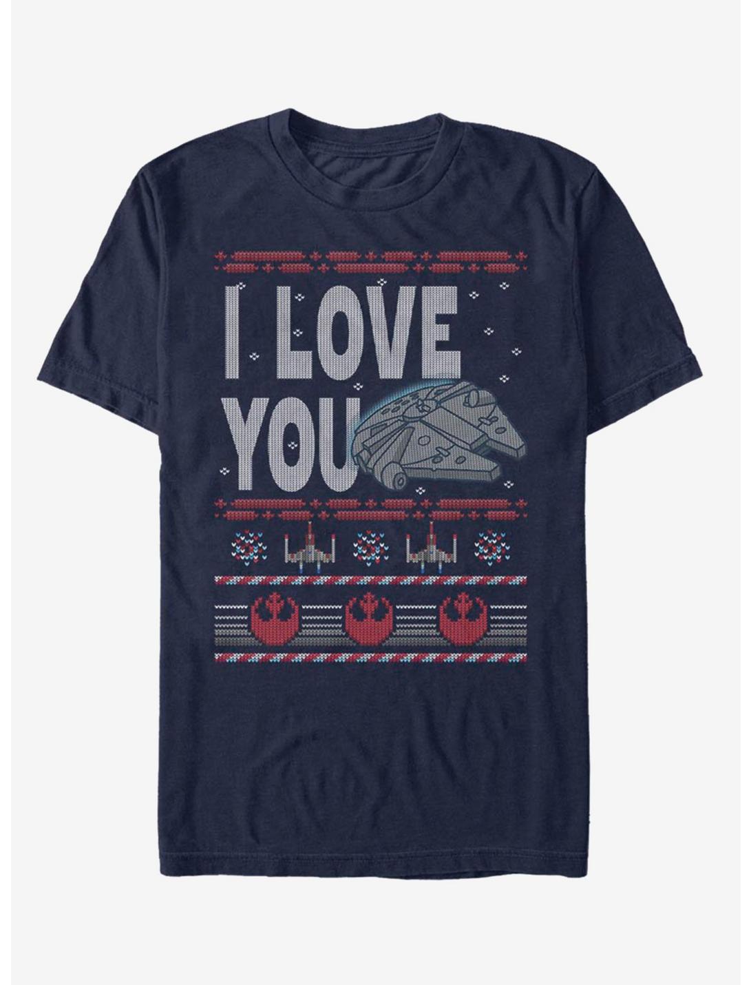 Star Wars Ugly Sweater Design Love T-Shirt, NAVY, hi-res