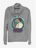 Star Wars Leia Glass Cowlneck Long-Sleeve Womens Top, GRAY HTR, hi-res