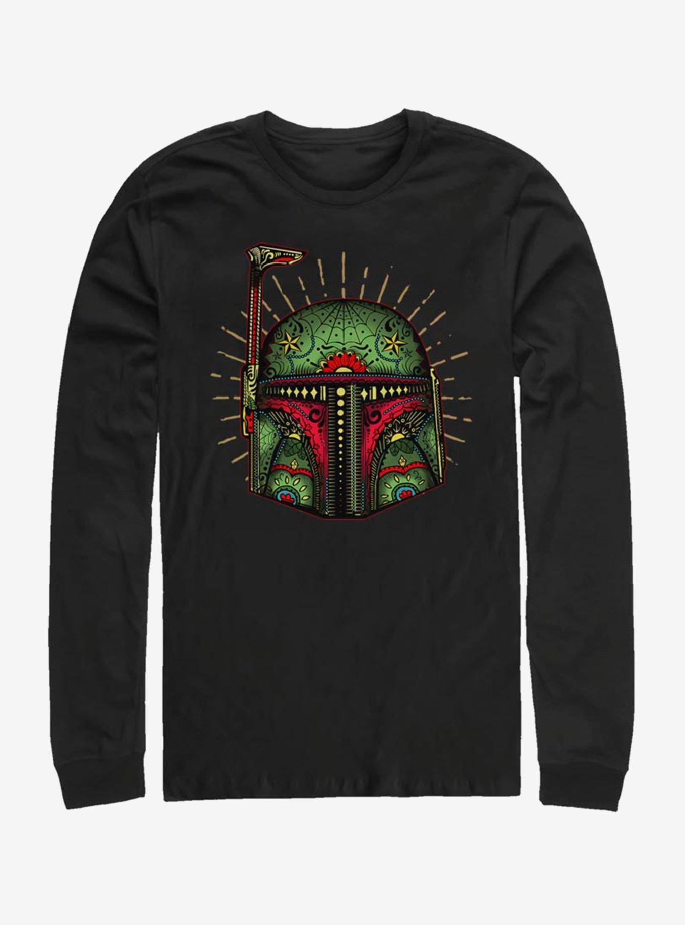 Star Wars Boba Sugar Skull Long-Sleeve T-Shirt, BLACK, hi-res