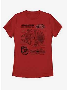Star Wars Falcon Schematic Womens T-Shirt, , hi-res